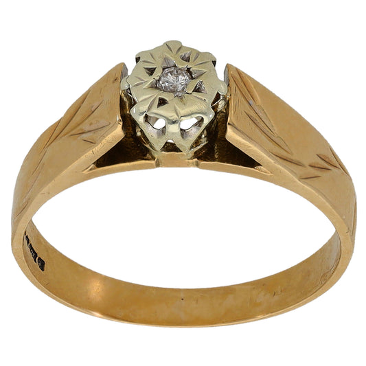 9ct Gold 0.02ct Diamond Solitaire Ring Size L