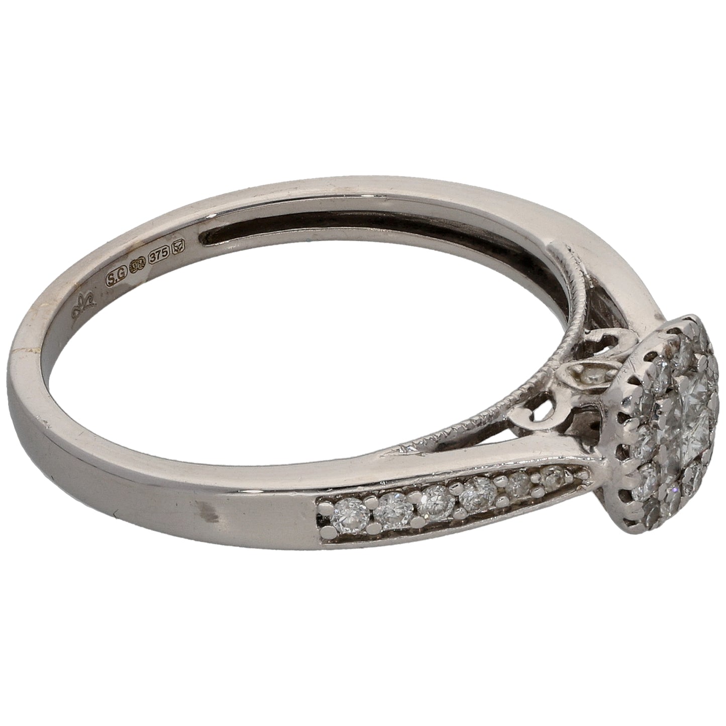 9ct White Gold 0.33ct Diamond Dress/Cocktail Ring Size O