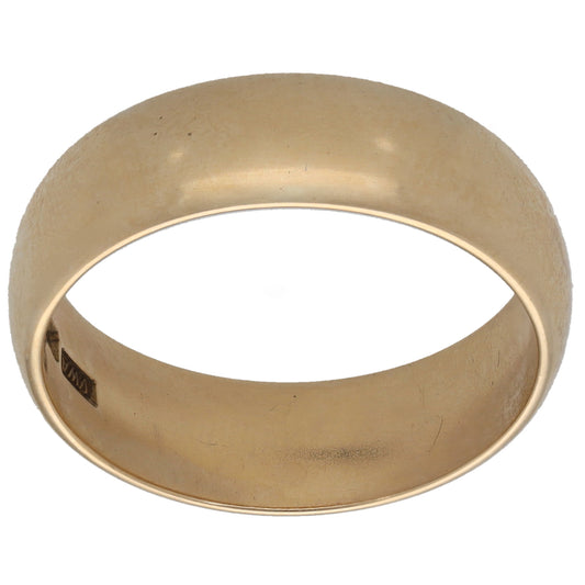 9ct gold plain wedding ring band, smooth polished exterior