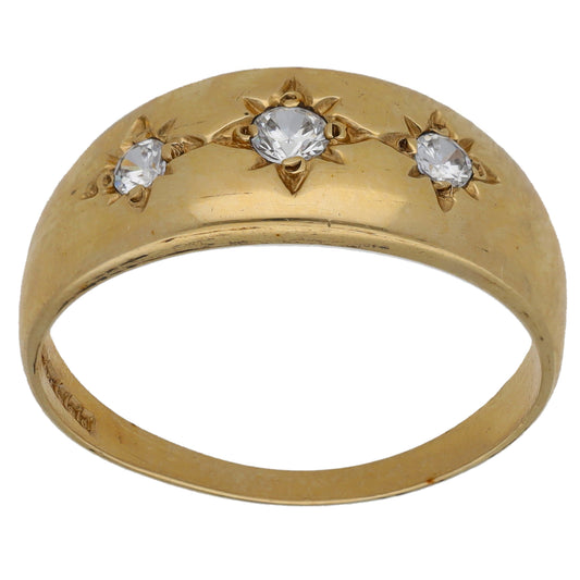 9ct Gold Cubic Zirconia Trilogy Ring Size S