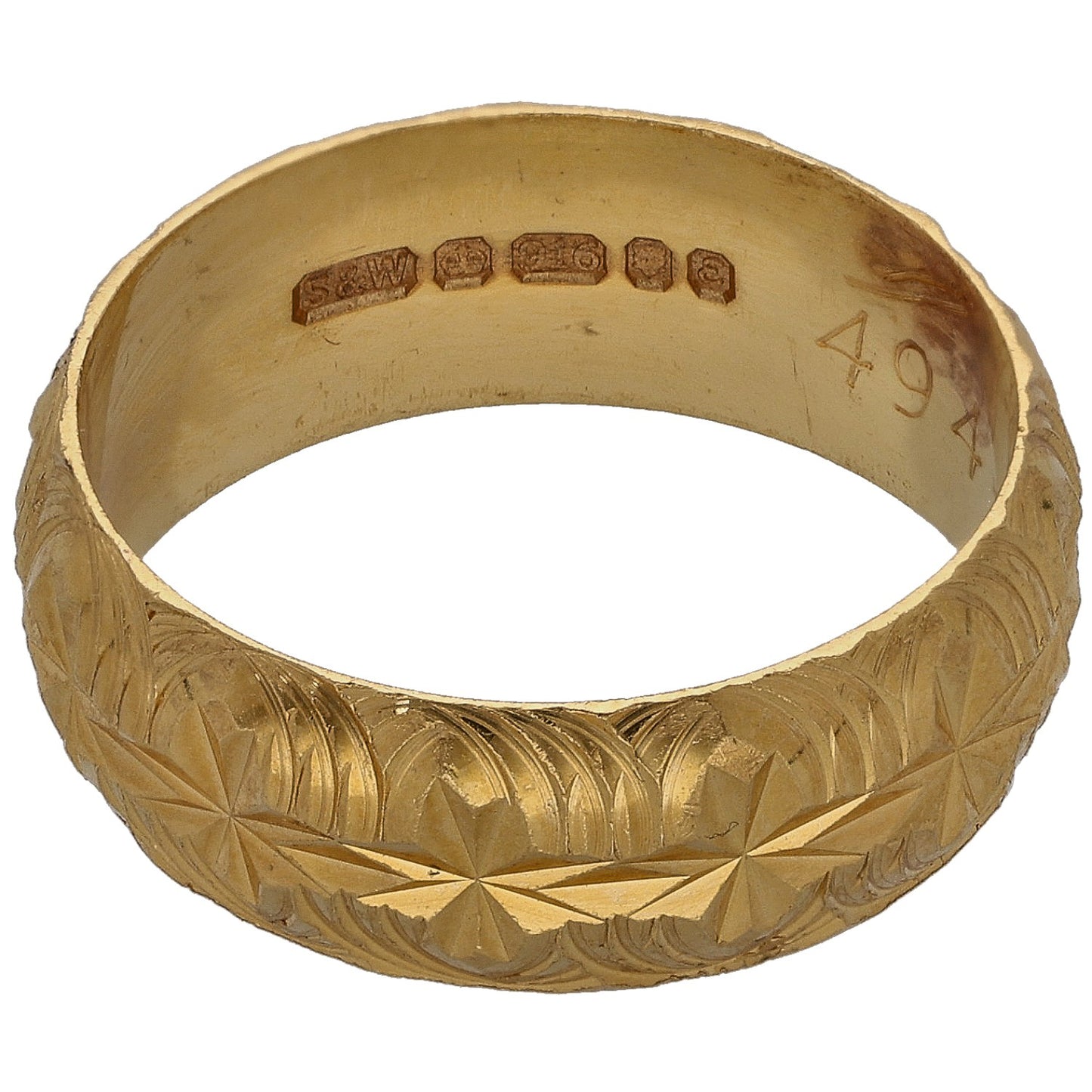 22ct Gold Patterned Wedding Ring Size O