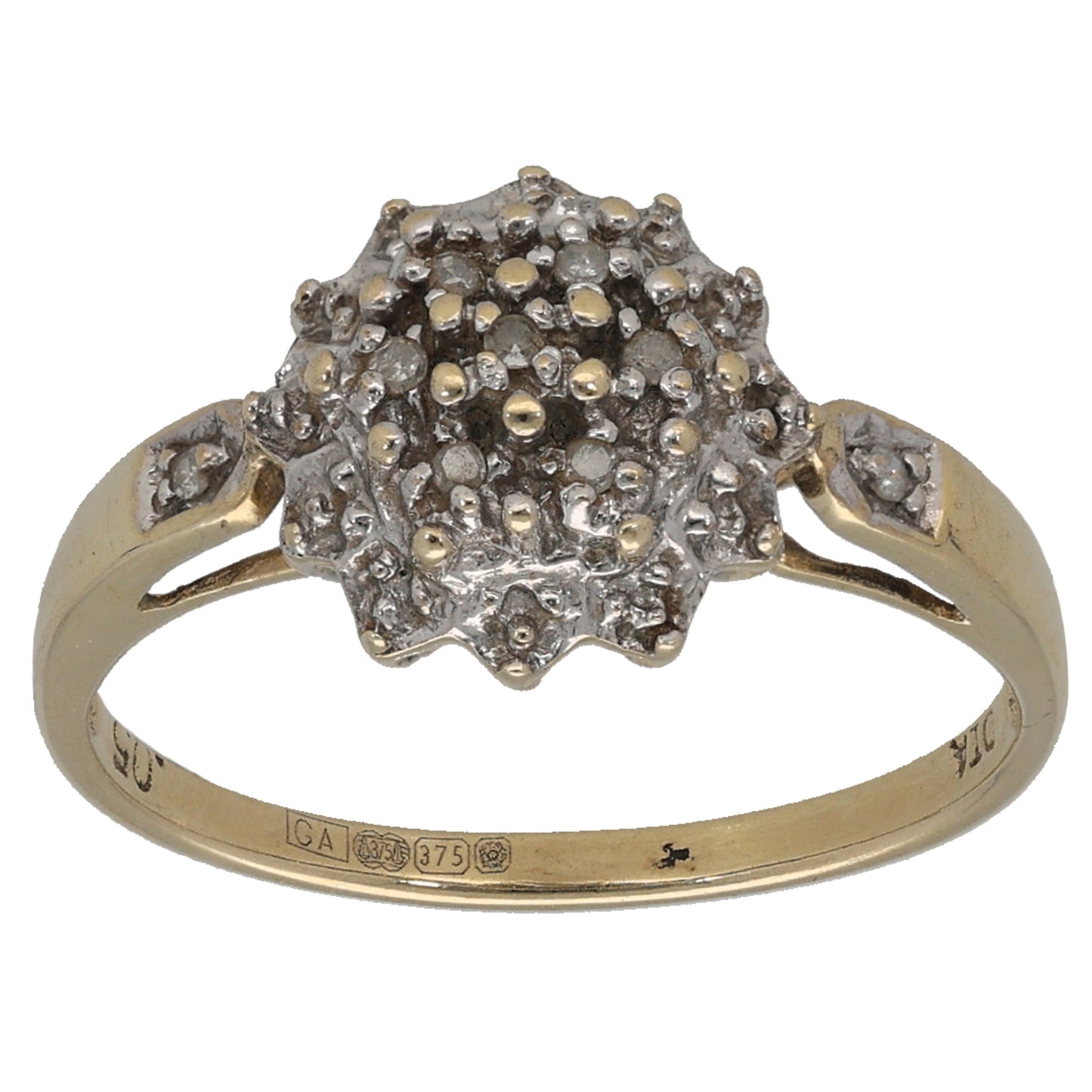 9ct Gold 0.05ct Diamond Cluster Ring Size N