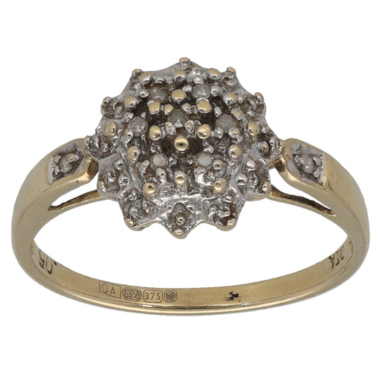 9ct Gold 0.05ct Diamond Cluster Ring Size N
