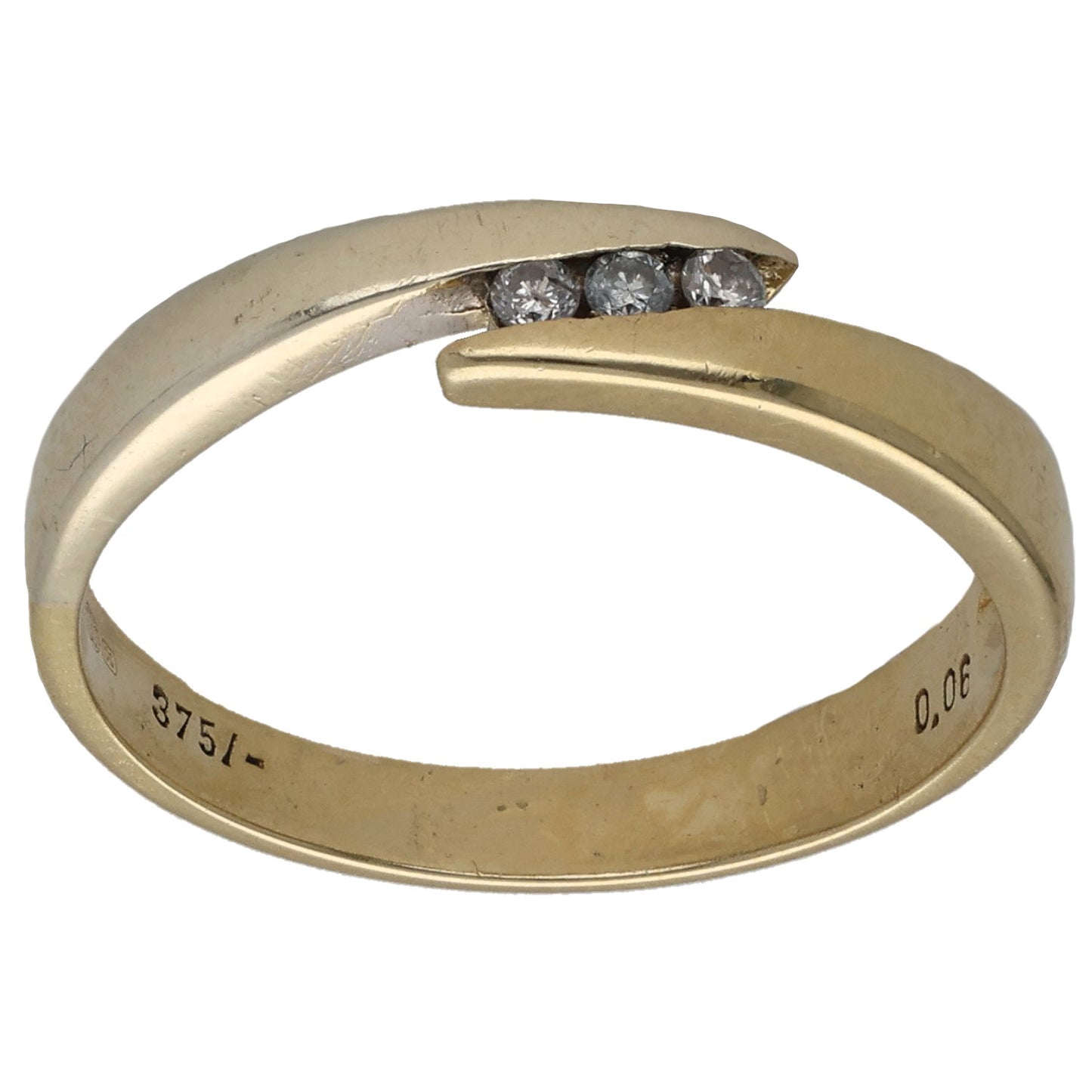9ct Gold 0.06ct Diamond Trilogy Ring Size M