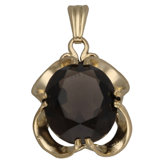 9ct Gold Smoky Quartz Single Stone Pendant