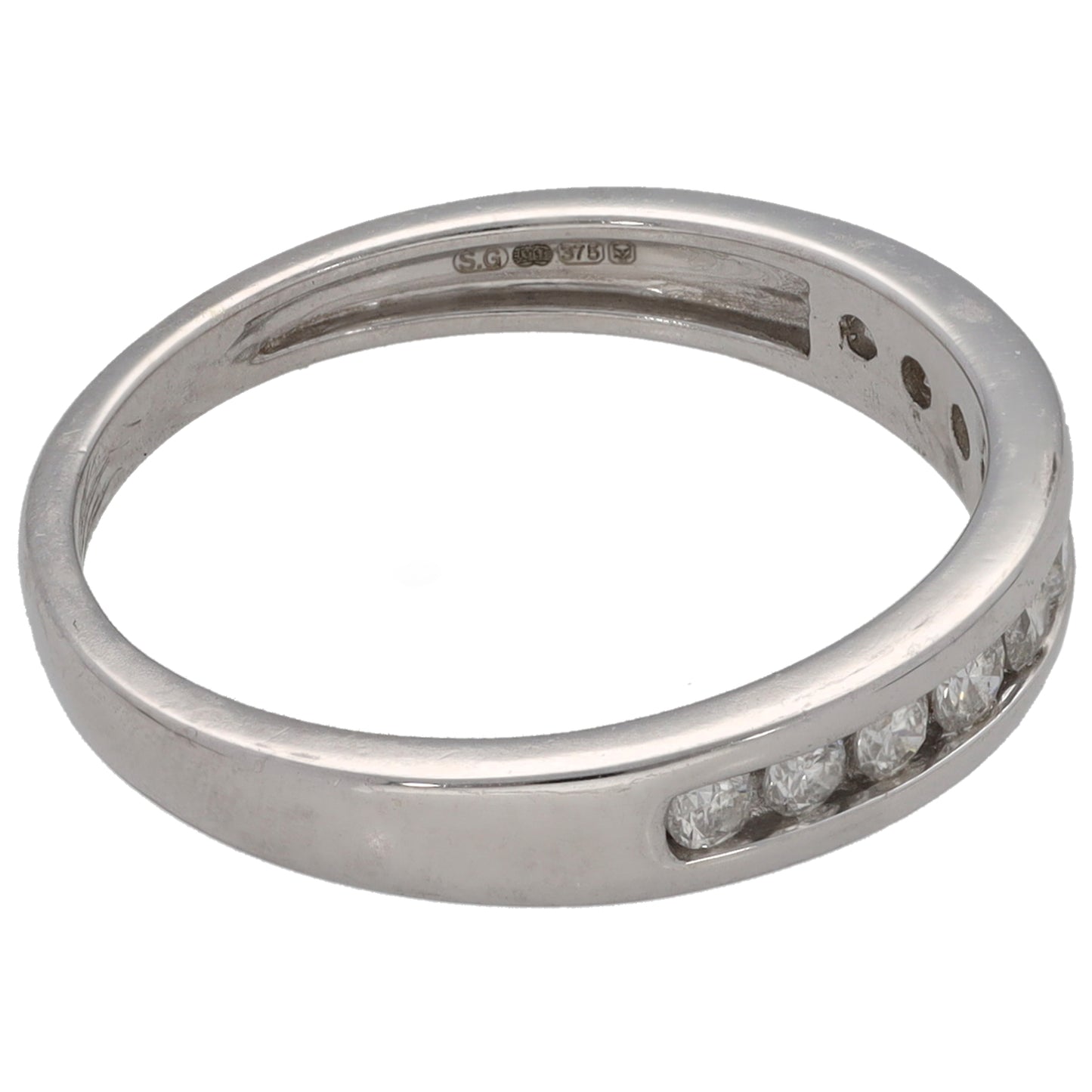 9ct White Gold 0.20ct Diamond Half Eternity Ring Size M