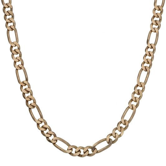 9ct gold Figaro link chain necklace, 22-inch, oval curb links