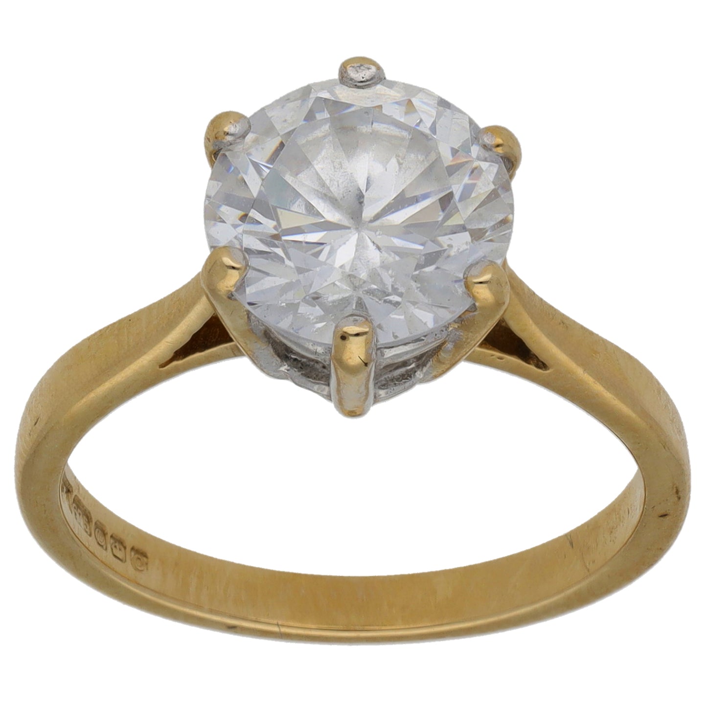 9ct Gold Cubic Zirconia Single Stone Ring Size L