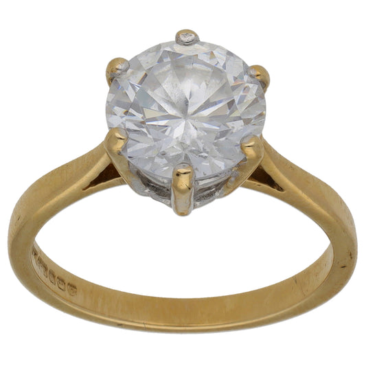 9ct Gold Cubic Zirconia Single Stone Ring Size L