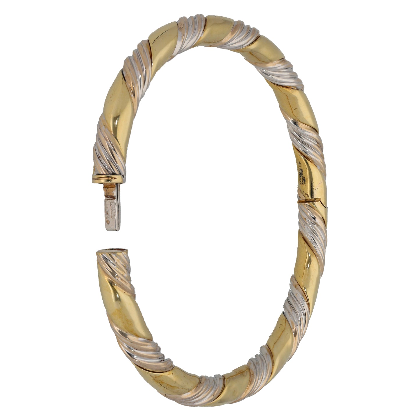 9ct Bi-Colour Gold Hinged/Clasp Bangle