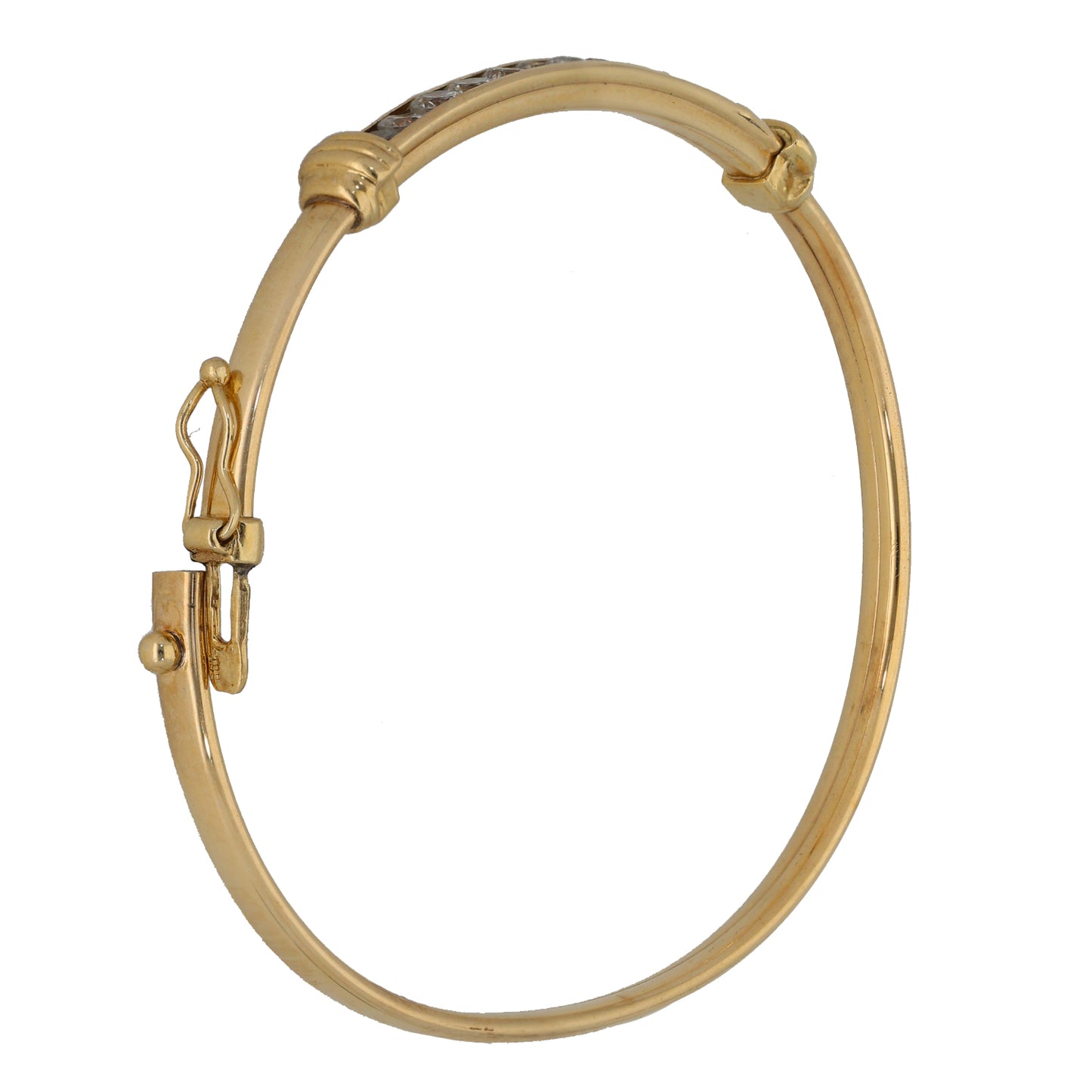 9ct Gold Cubic Zirconia Hinged/Clasp Bangle