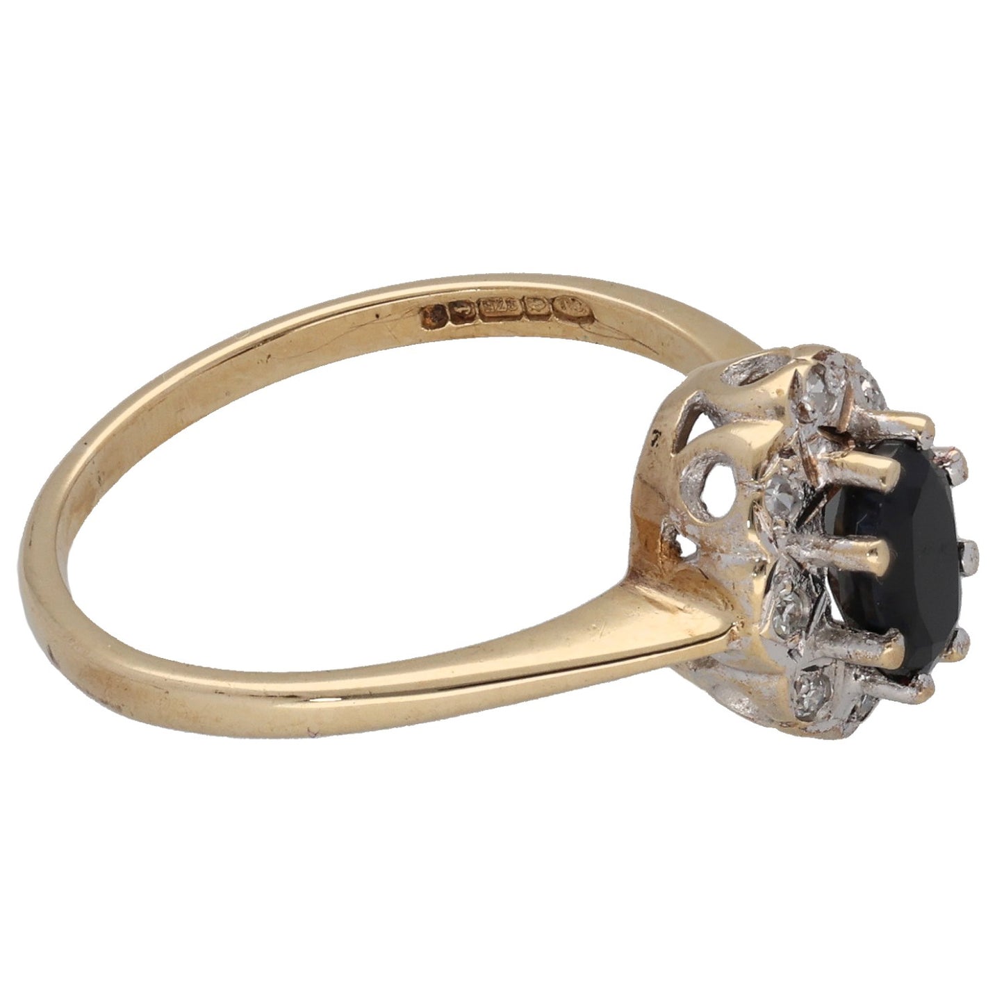 9ct Gold 0.08ct Diamond & Sapphire Dress/Cocktail Ring Size L