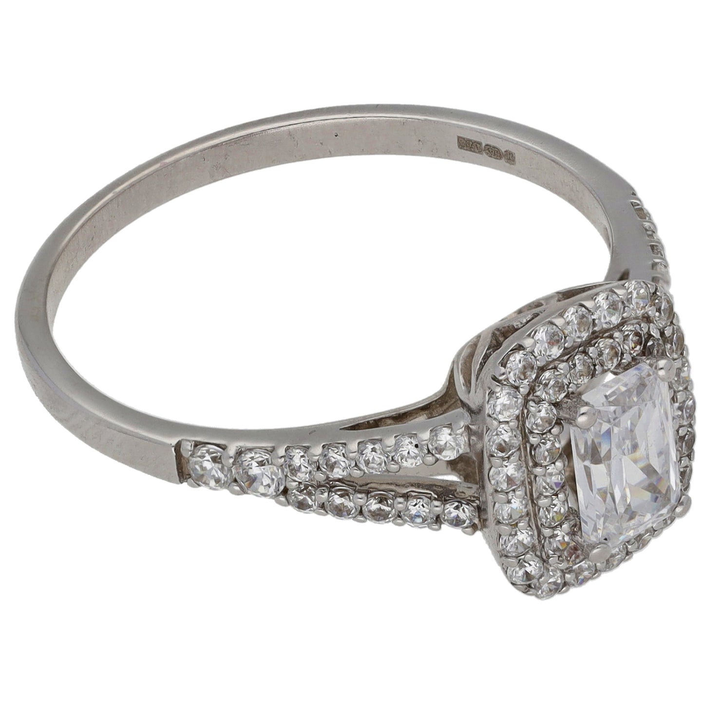 9ct White Gold Cubic Zirconia Dress/Cocktail Ring Size S