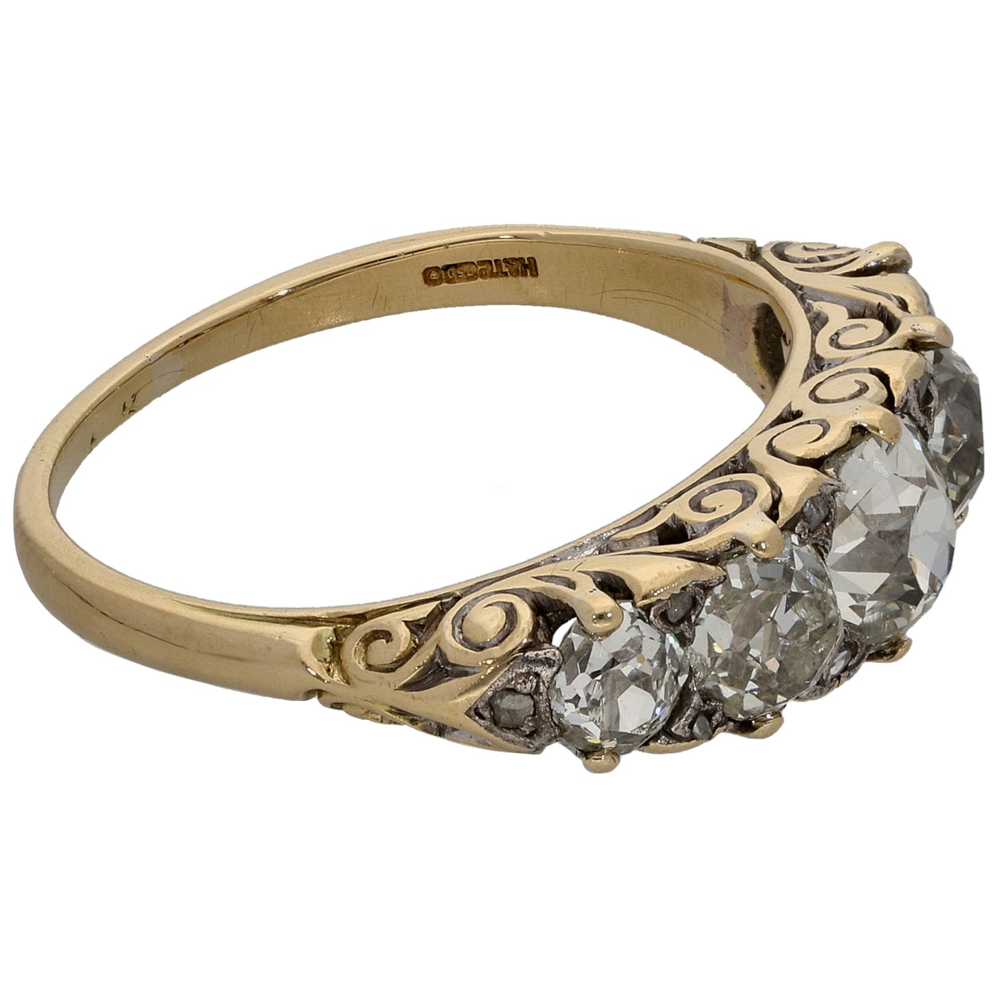 18ct Gold 2.14ct Diamond Half Eternity Ring Size O