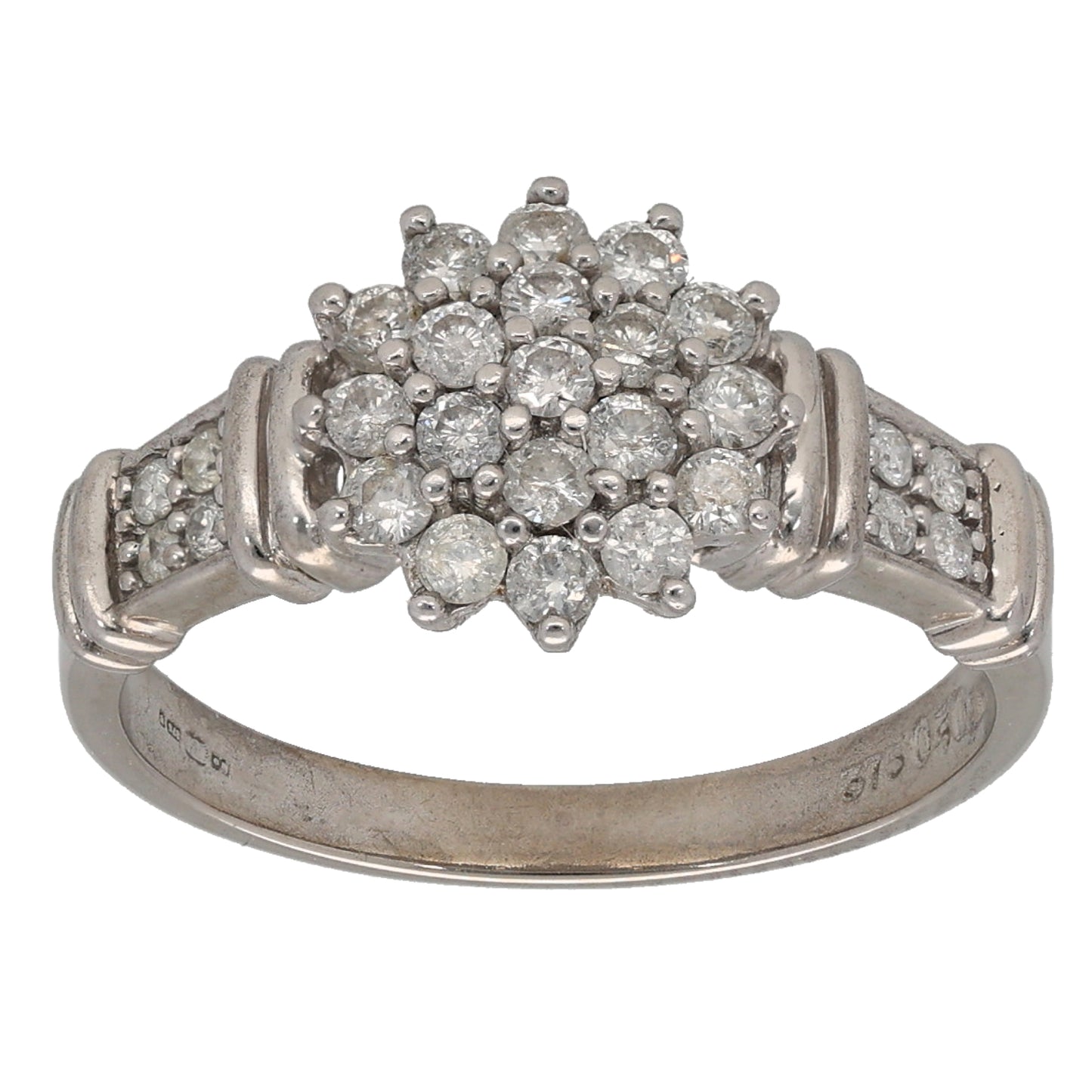 9ct White Gold 0.46ct Diamond Cluster Ring Size L