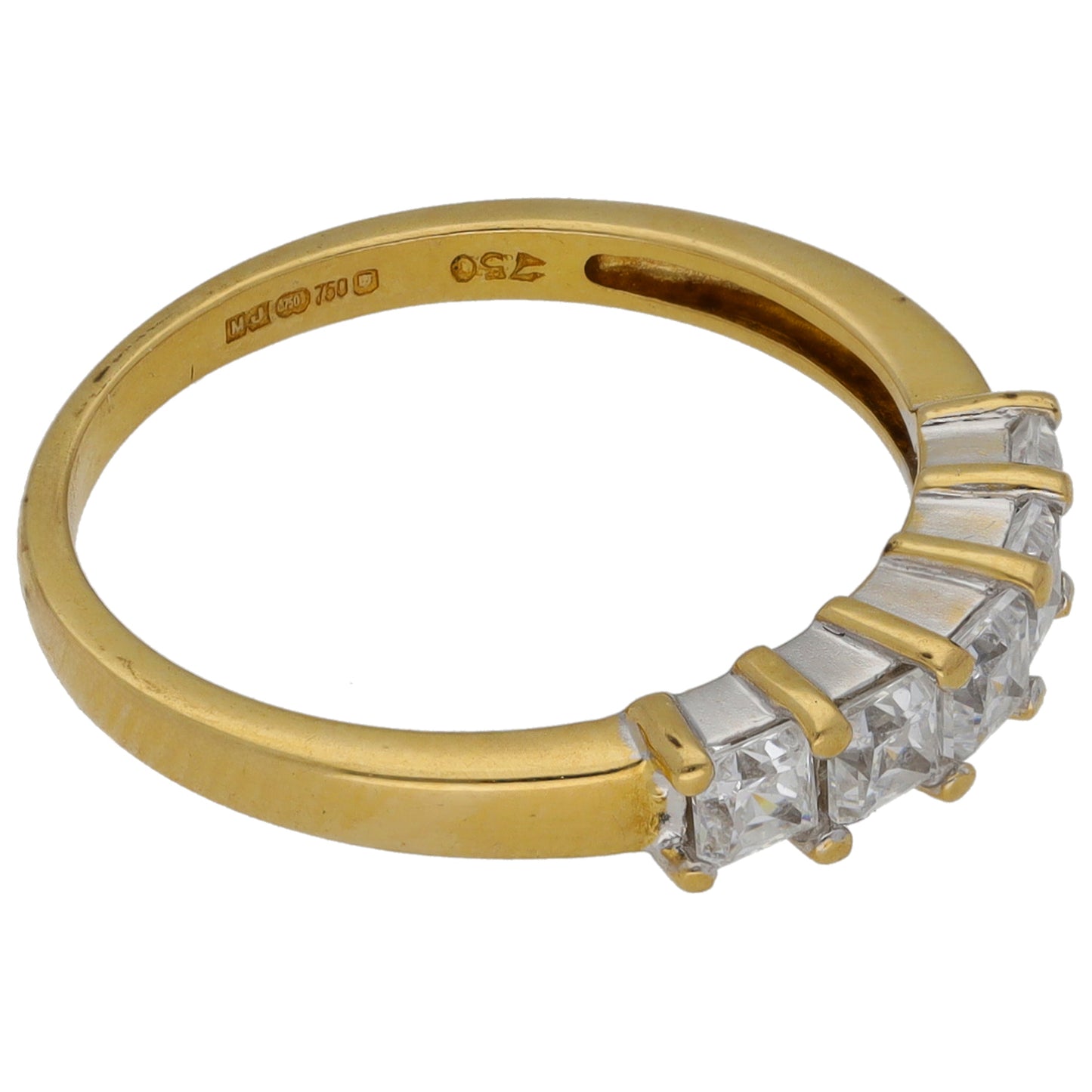 18ct Gold Cubic Zirconia Half Eternity Ring Size M