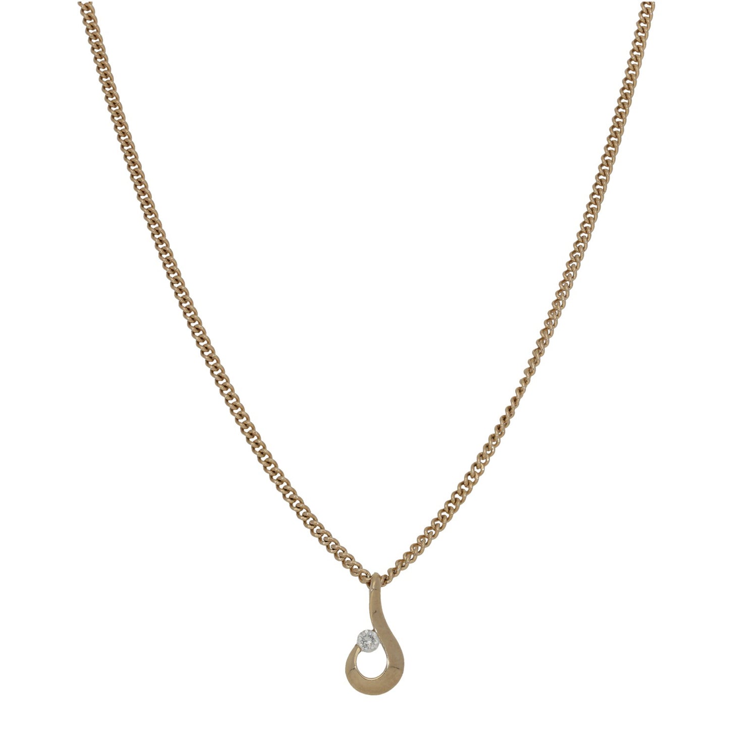 9ct Gold 0.10ct Diamond Solitaire Pendant With Chain