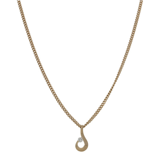9ct Gold 0.10ct Diamond Solitaire Pendant With Chain
