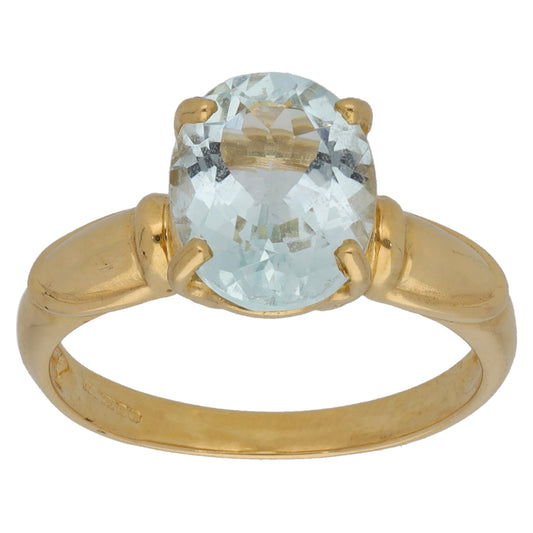 18ct Gold Aquamarine Single Stone Ring Size N