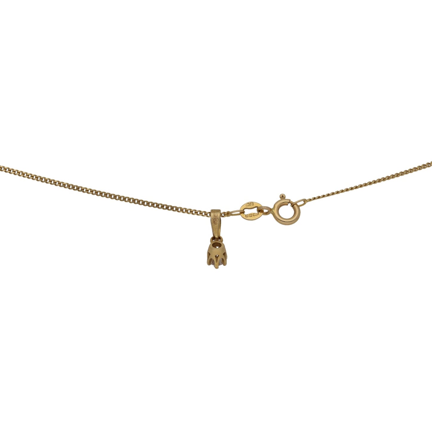 18ct Gold 0.15ct Diamond Solitaire Pendant With Chain