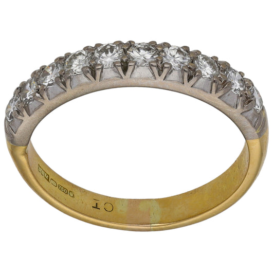 18ct Bicolour Gold 0.70ct Diamond Half Eternity Ring Size N