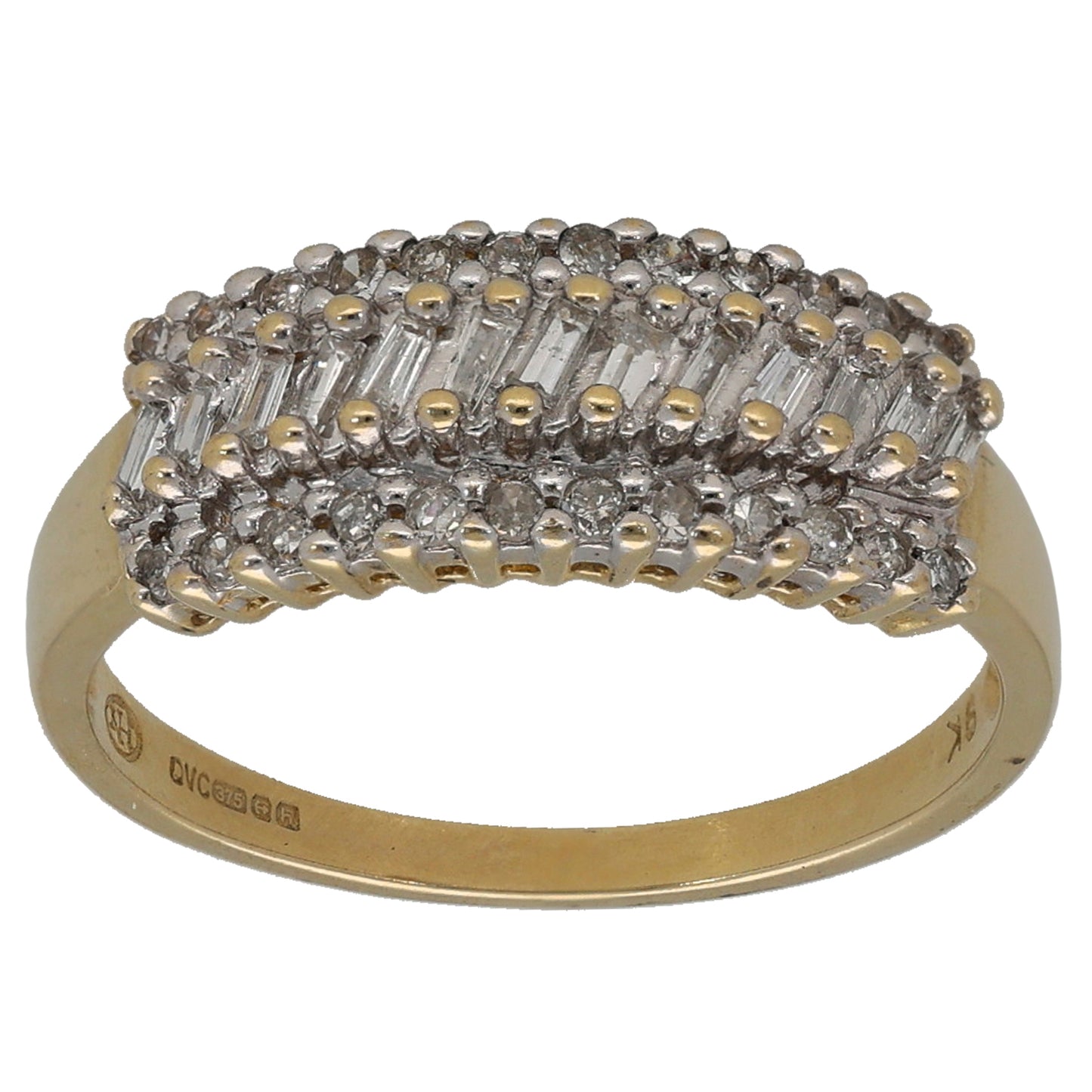 9ct Gold 0.185ct Diamond Dress/Cocktail Ring Size L