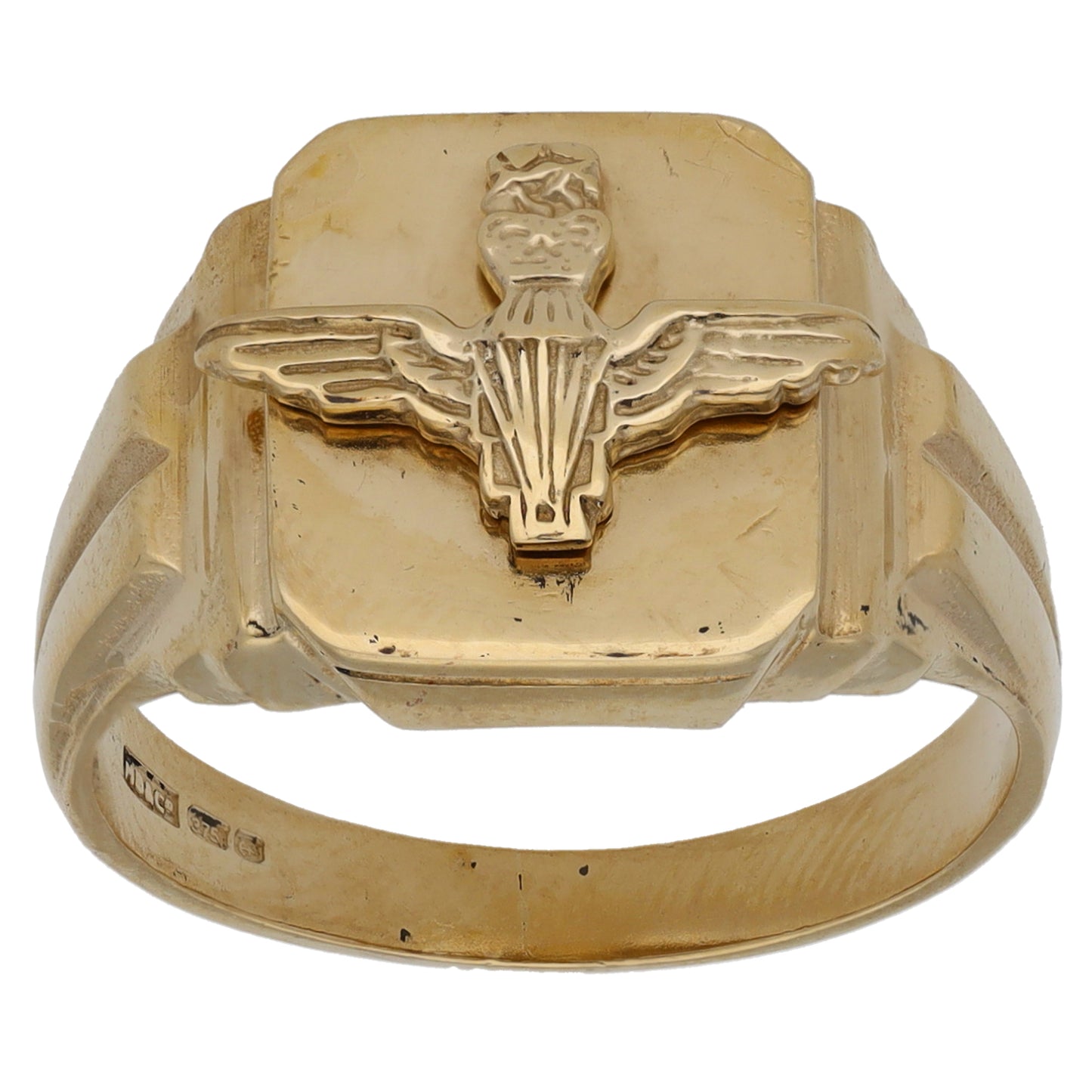 9ct Gold Crest/Emblem Signet Ring Size P