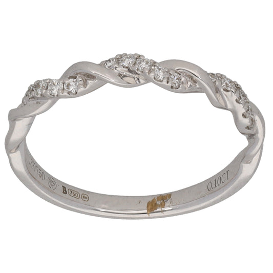 18ct White Gold 0.10ct Round Diamond Half Eternity Ring Size K