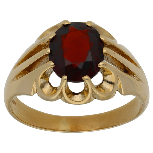 9ct Gold Garnet Single Stone Ring Size Z+1