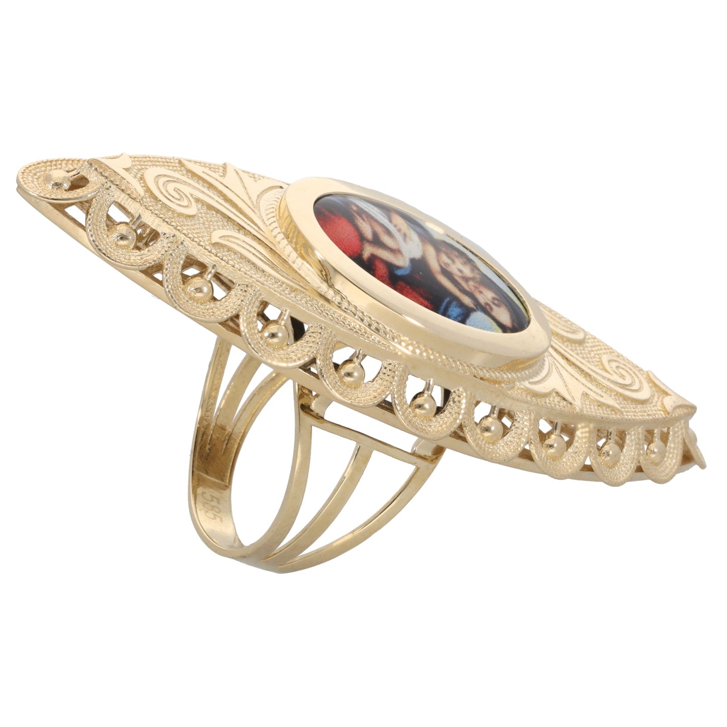 New 14ct Gold Enamel Mary Ring