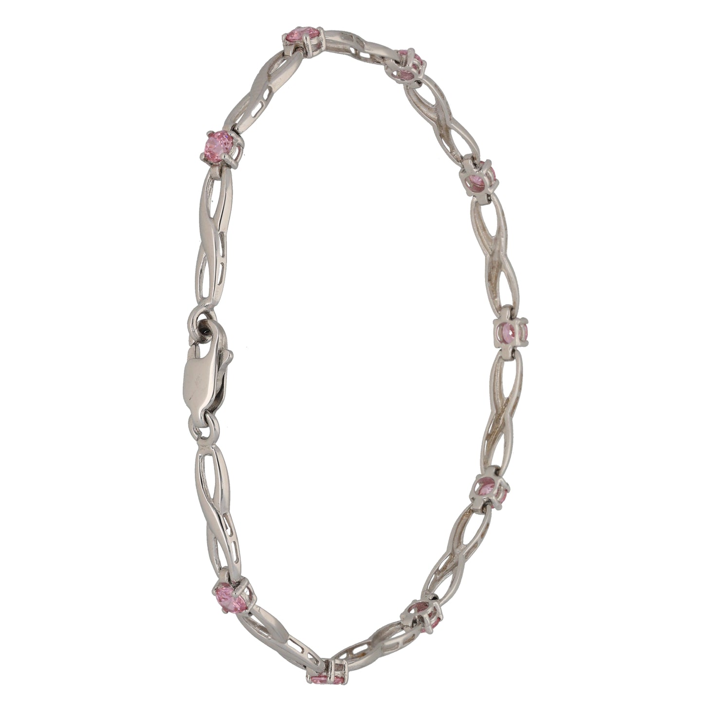 9ct White Gold Cubic Zirconia Fancy Stone Set Bracelet