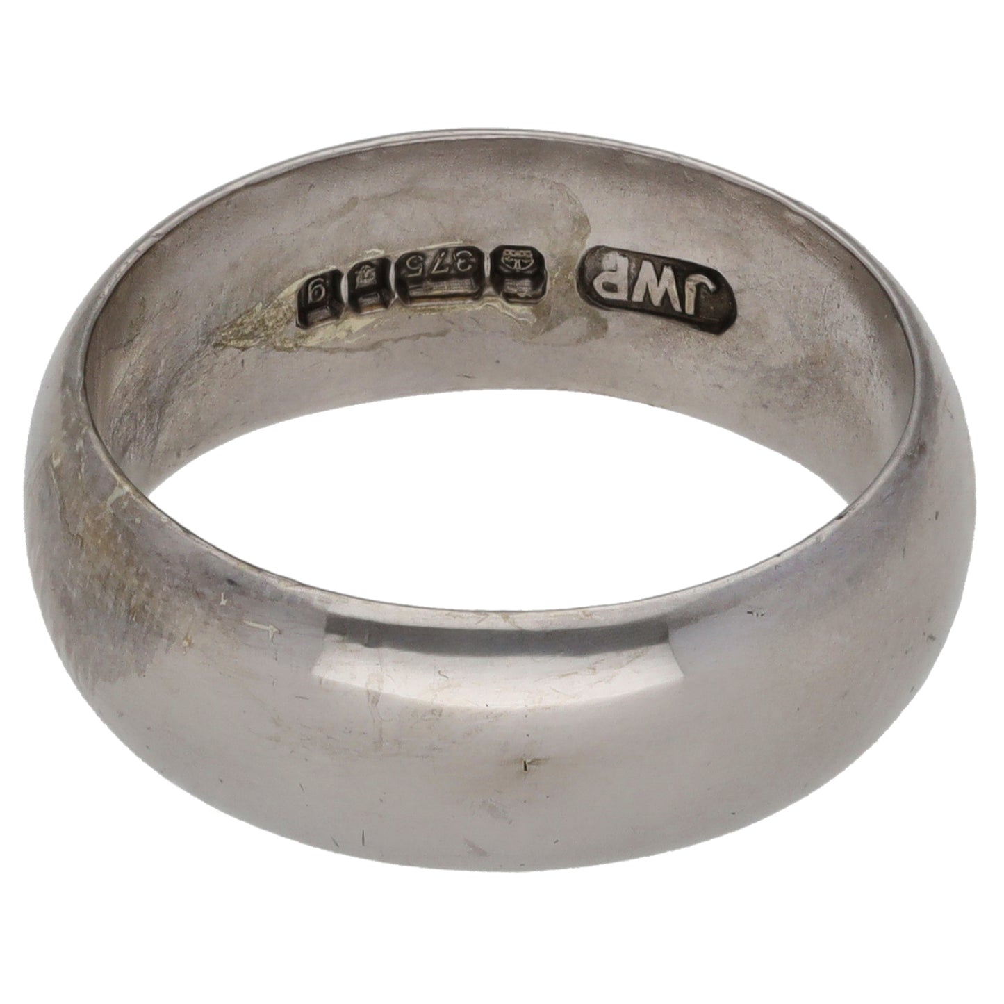 9ct White Gold Plain Wedding Ring Size R