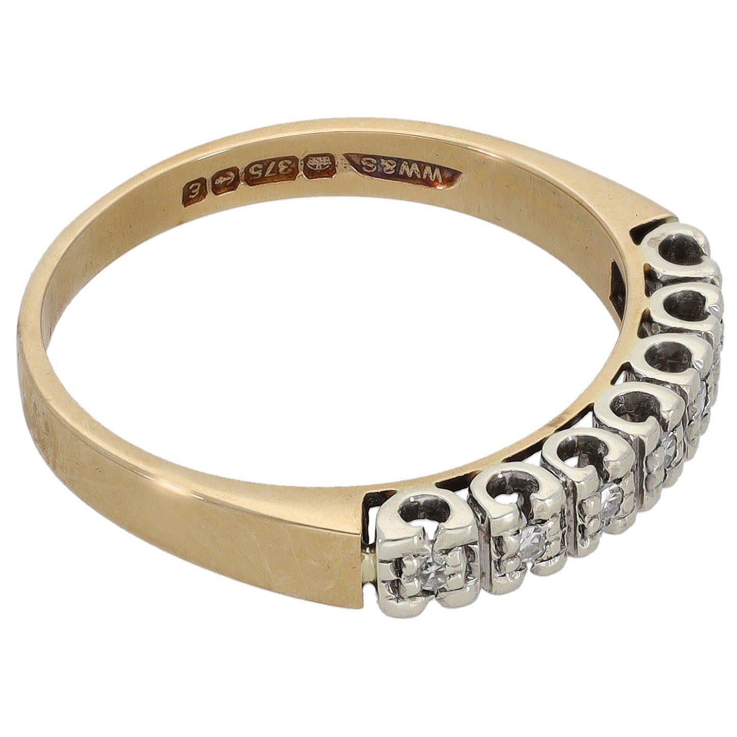 9ct Gold 0.07ct Diamond Half Eternity Ring Size O