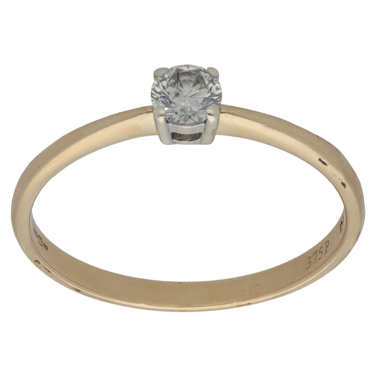 9ct Gold 0.25ct Diamond Solitaire Ring Size T