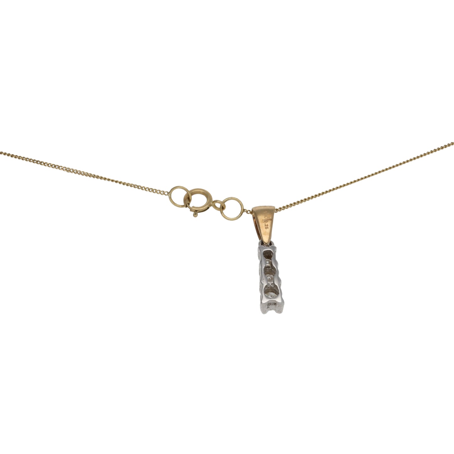 9ct Gold 0.25ct Diamond Three Stone Pendant With Chain