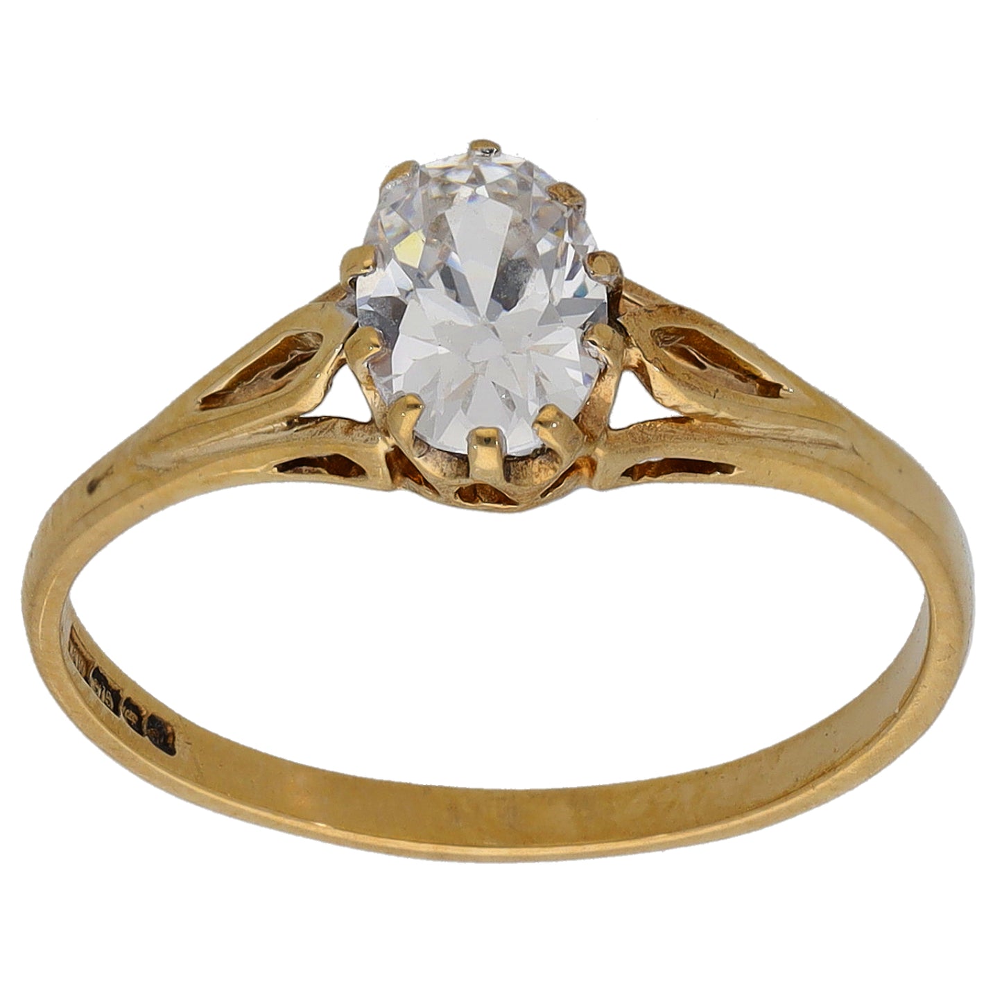 9ct Gold Cubic Zirconia Single Stone Ring Size M