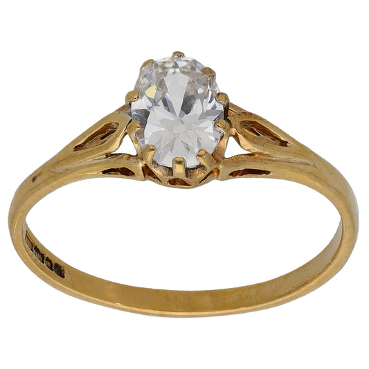 9ct Gold Cubic Zirconia Single Stone Ring Size M