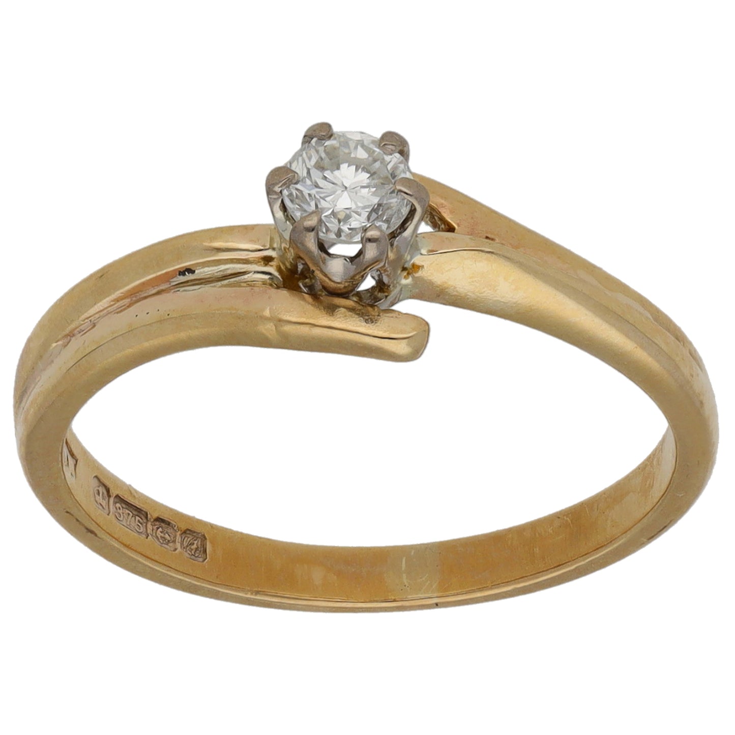 9ct Gold 0.15ct Diamond Solitaire Ring Size K
