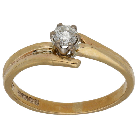 9ct Gold 0.15ct Diamond Solitaire Ring Size K