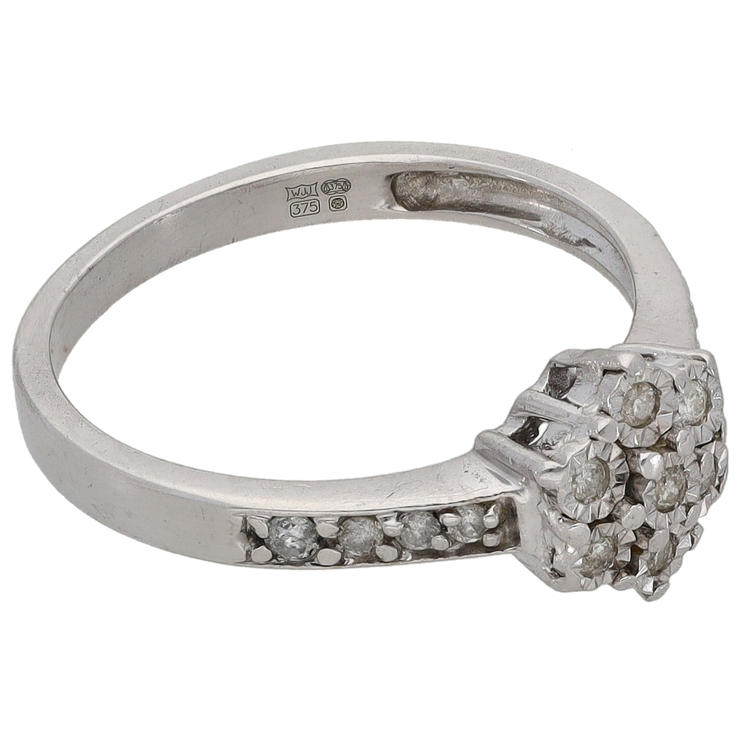 9ct White Gold 0.15ct Diamond Cluster Ring Size N