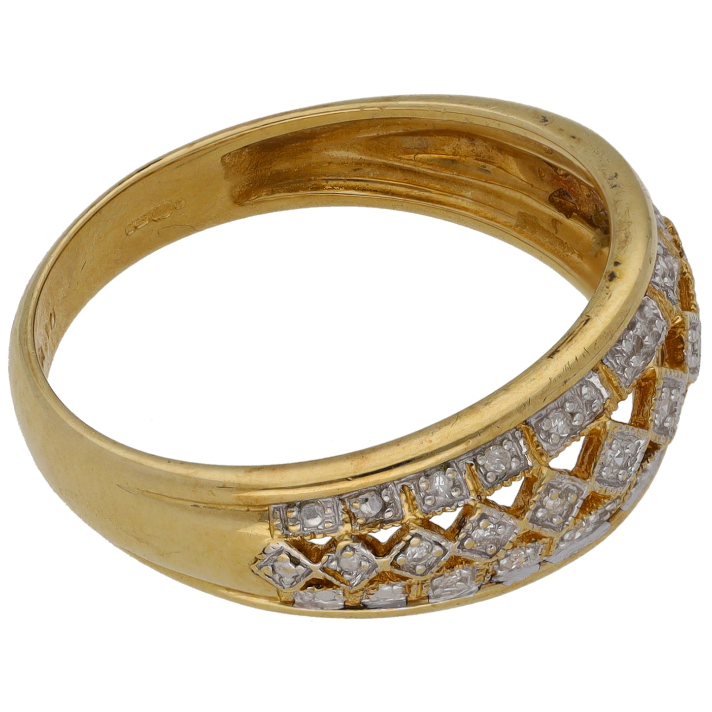 9ct Gold 0.10ct Diamond Dress/Cocktail Ring Size T