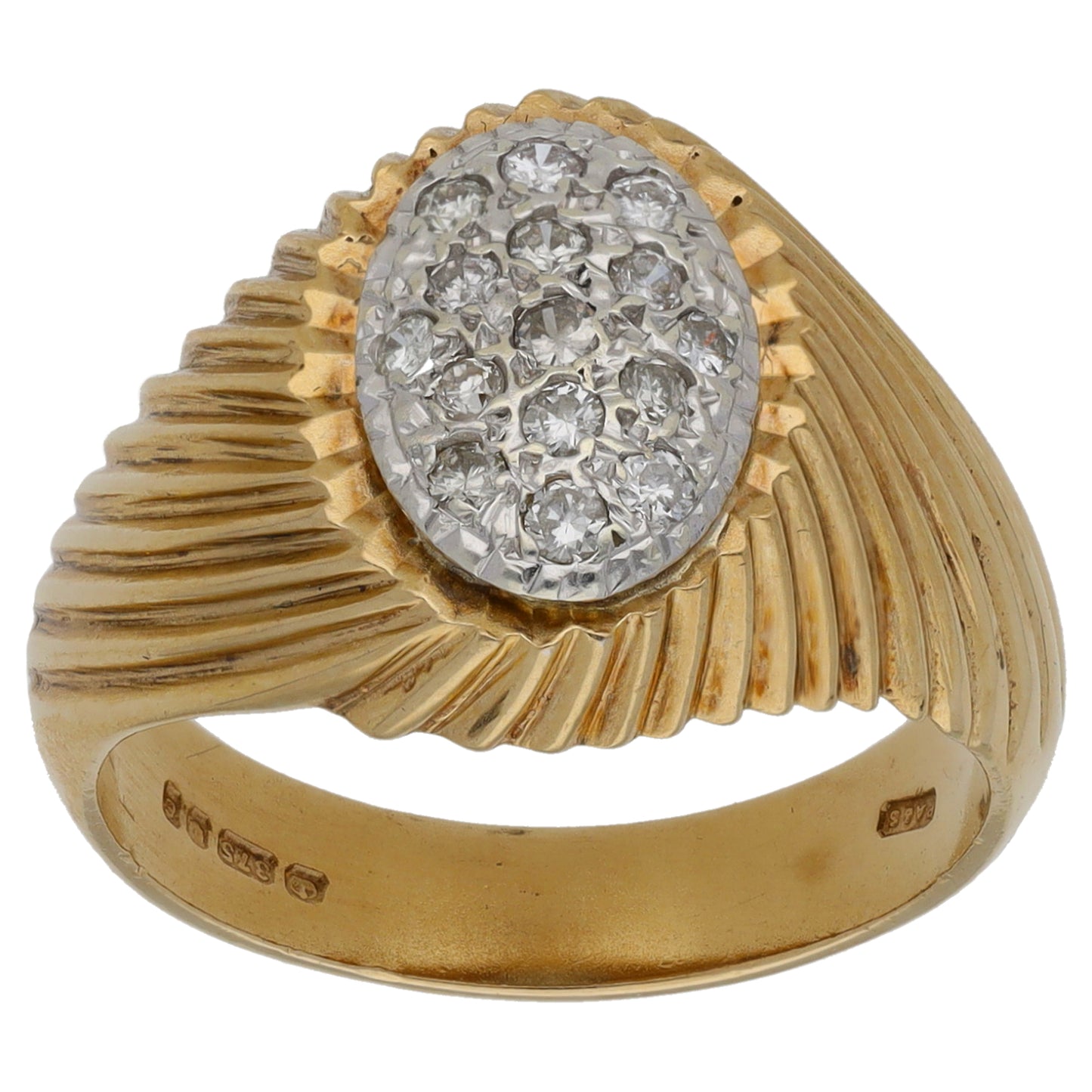 9ct Gold 0.22ct Diamond Signet Ring Size Q