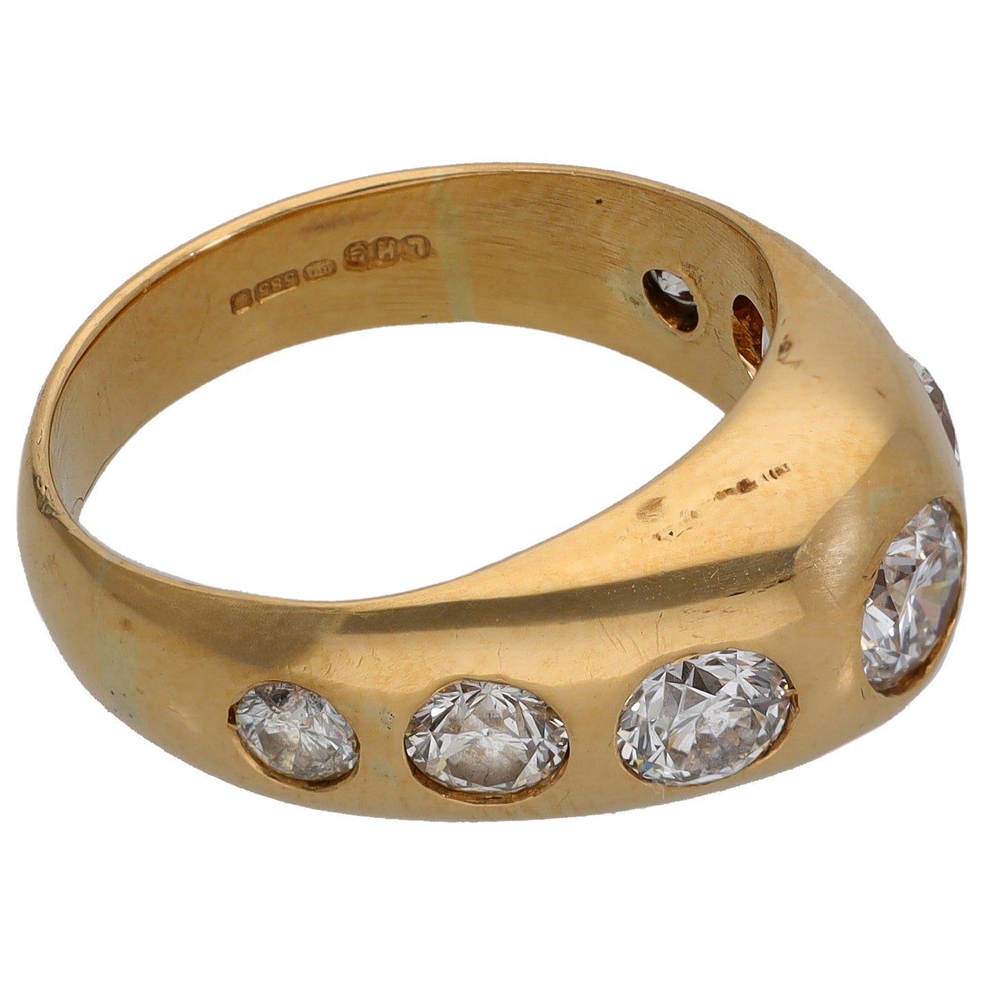 14ct Gold 1.61ct Diamond Solitaire Ring With Accent Stones Size M