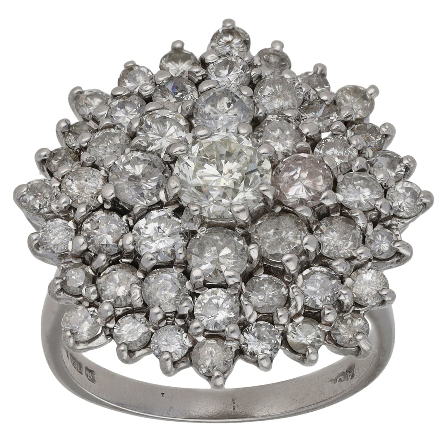 18ct White Gold 3.14ct Diamond Cluster Ring Size P