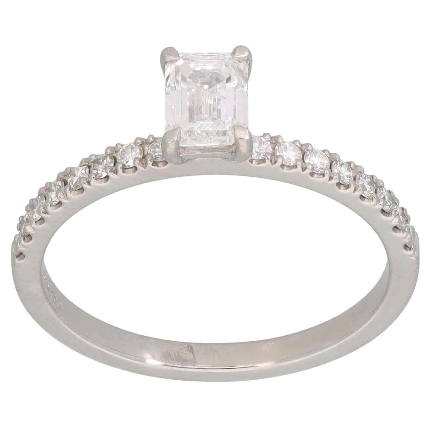 Platinum 1.02ct Diamond Solitaire Ring With Accent Stones Size Q