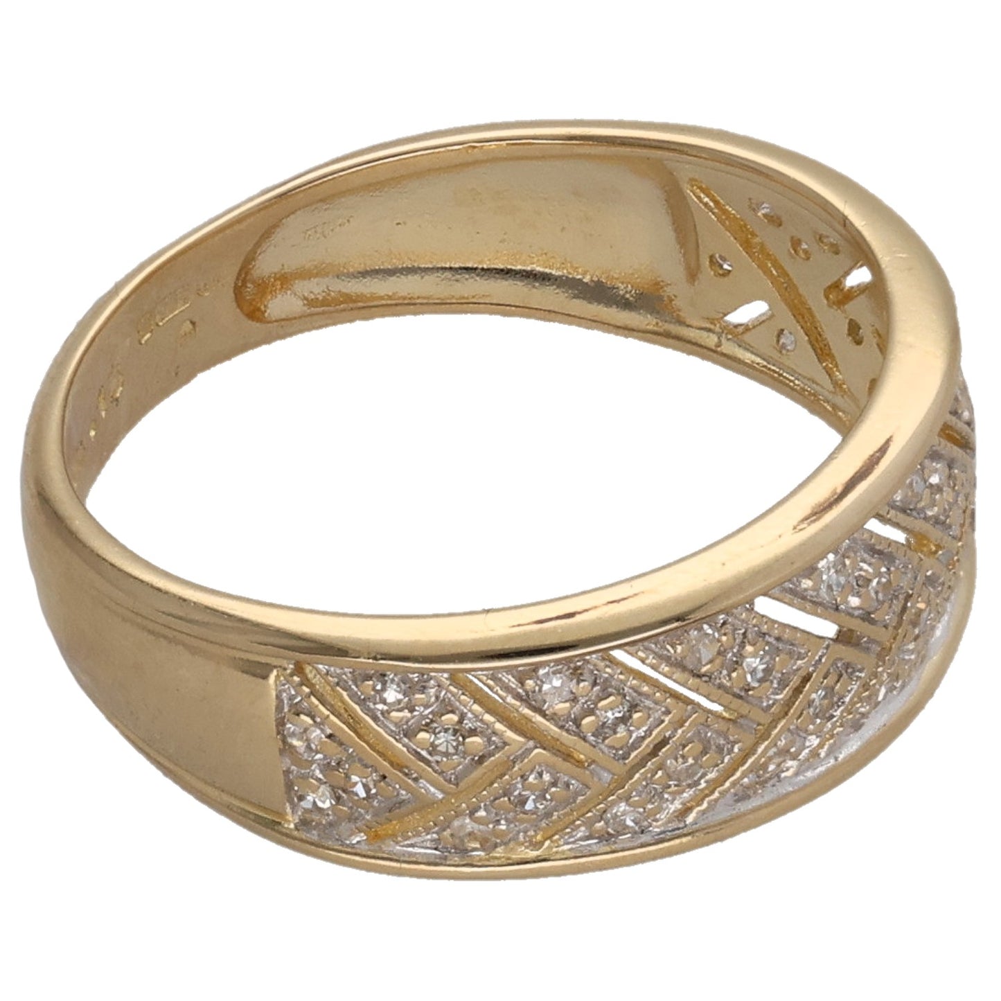 14ct Gold 0.18ct Diamond Half Eternity Ring Size O