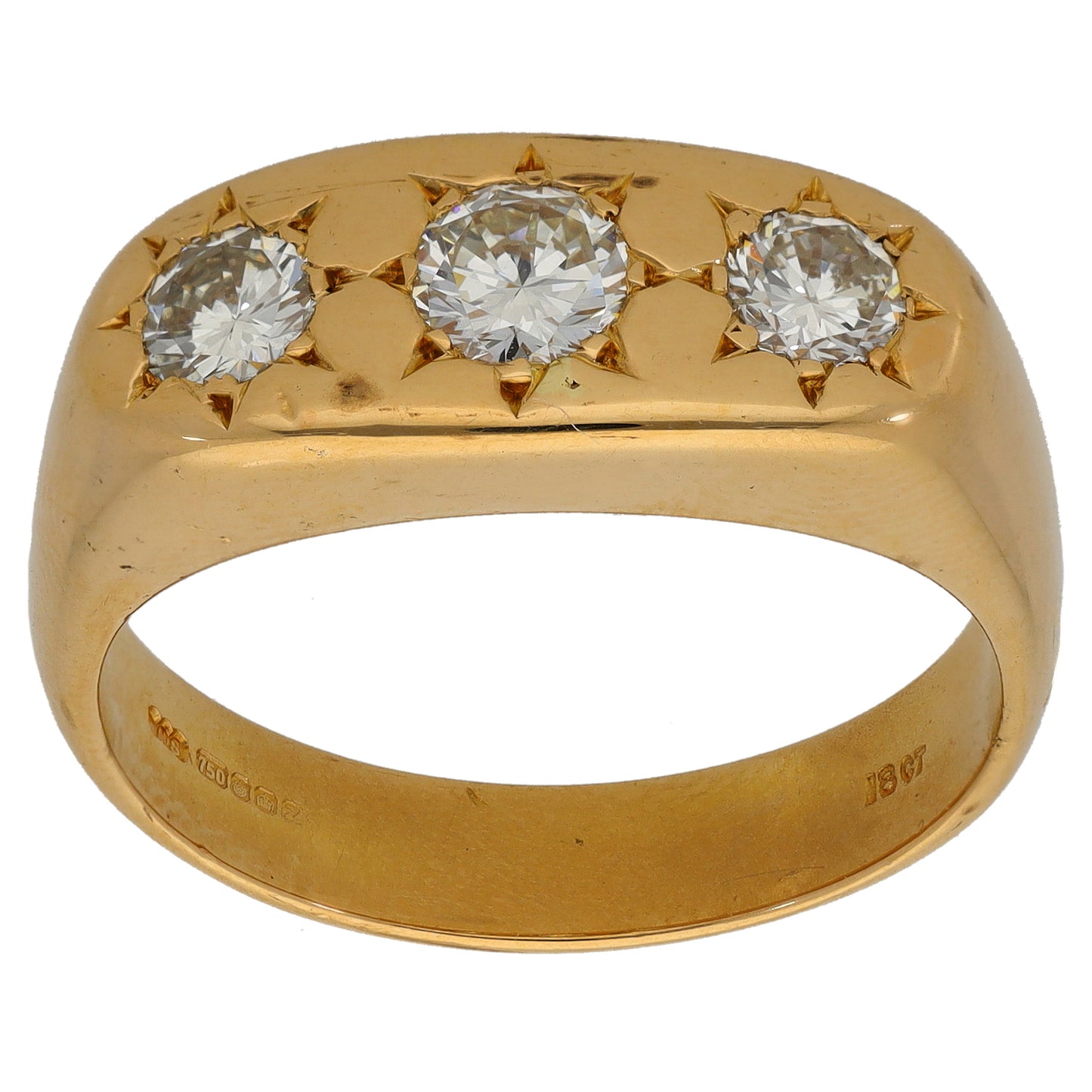 18ct Gold 0.95ct Diamond Trilogy Ring Size V
