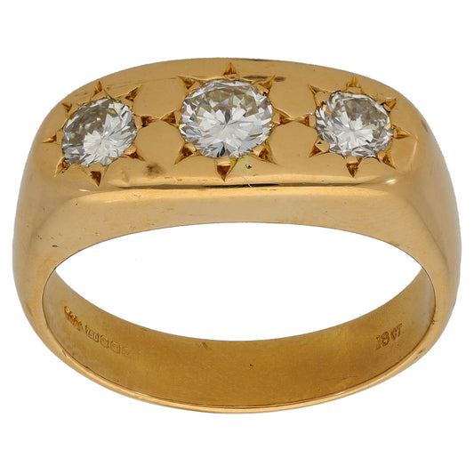 18ct Gold 0.95ct Diamond Trilogy Ring Size V
