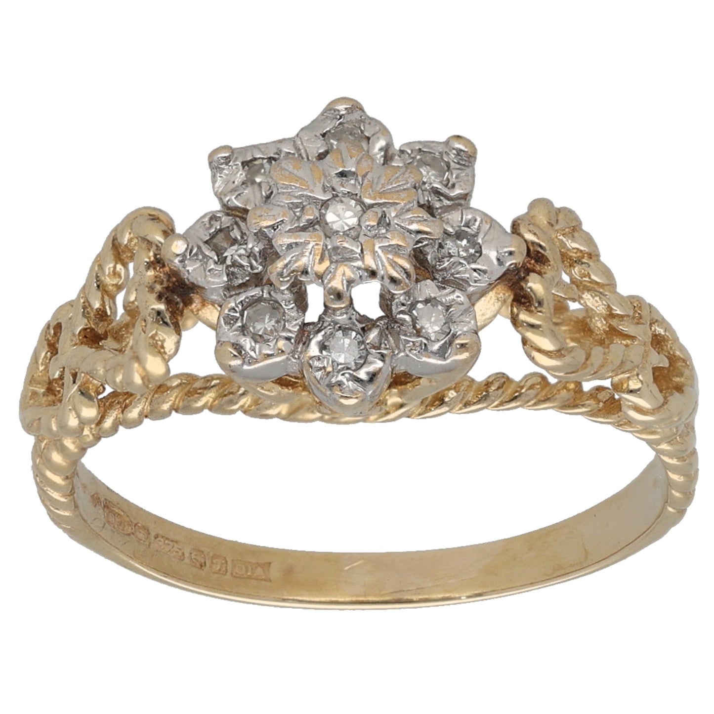 9ct Gold 0.09ct Diamond Cluster Ring Size L