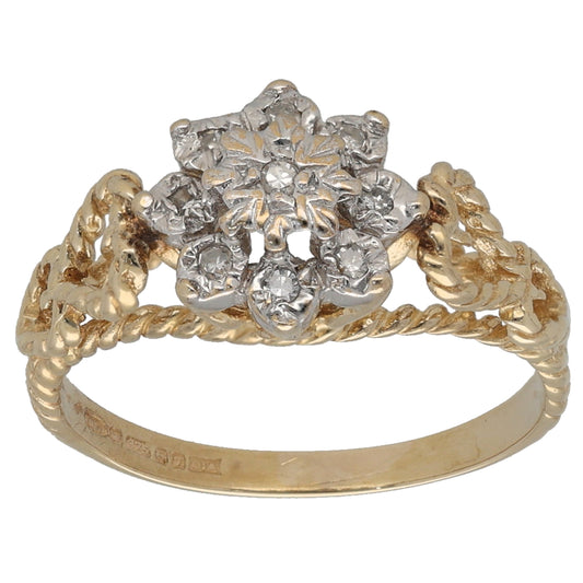 9ct Gold 0.09ct Diamond Cluster Ring Size L